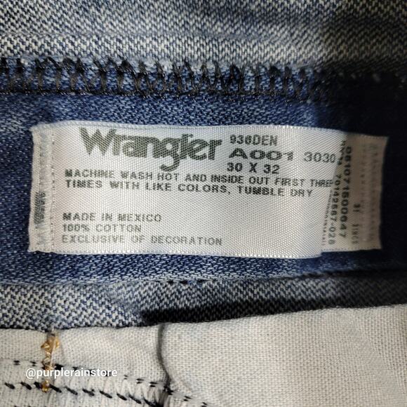 Wrangler Jeans Tag 30x32 Measures 29x31 Cowboy Cut Slim Fit 936DEN Western - Picture 4 of 10
